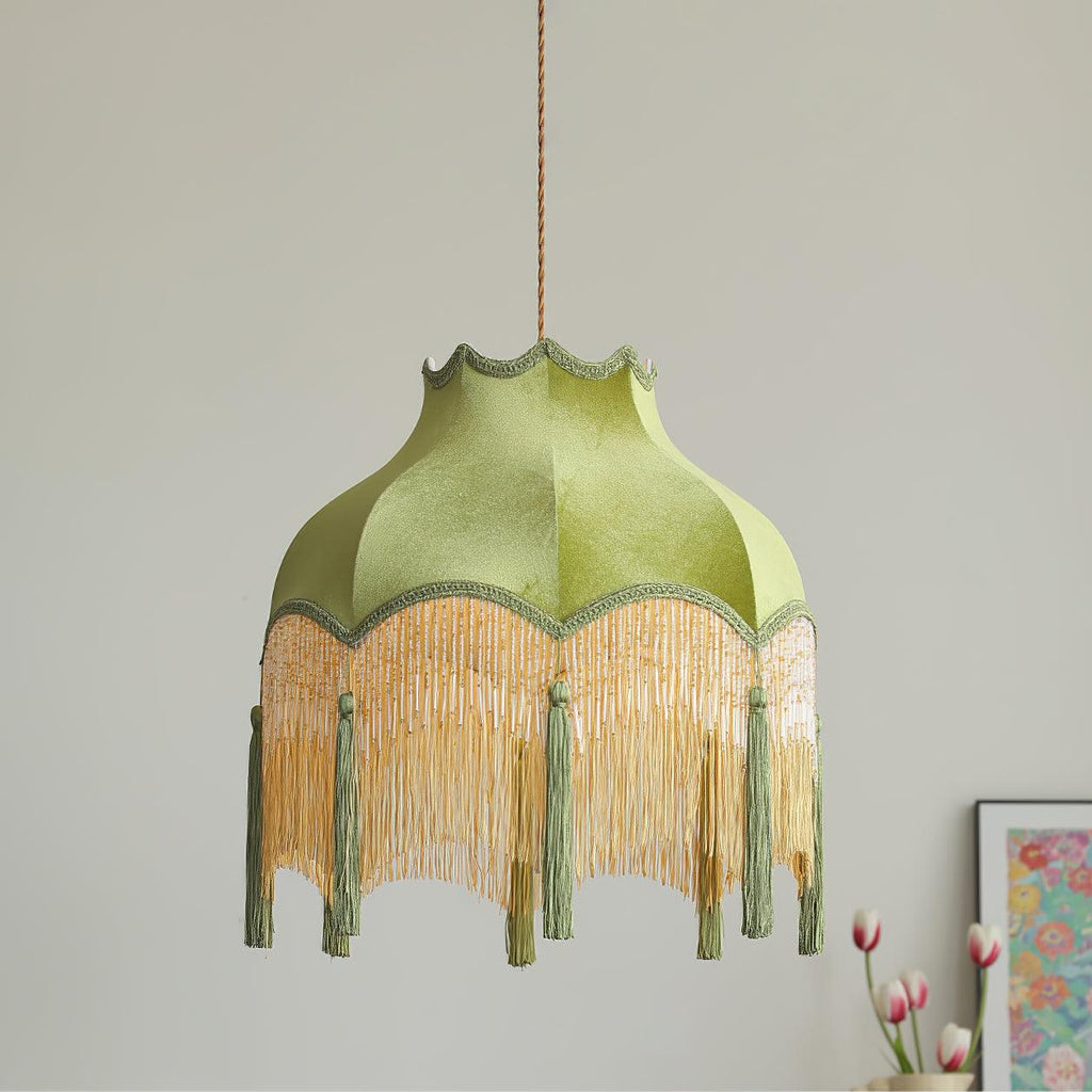 Fina Lampe Suspendue Velours Franges Vintage Élégant À Pompons - Neutralighting