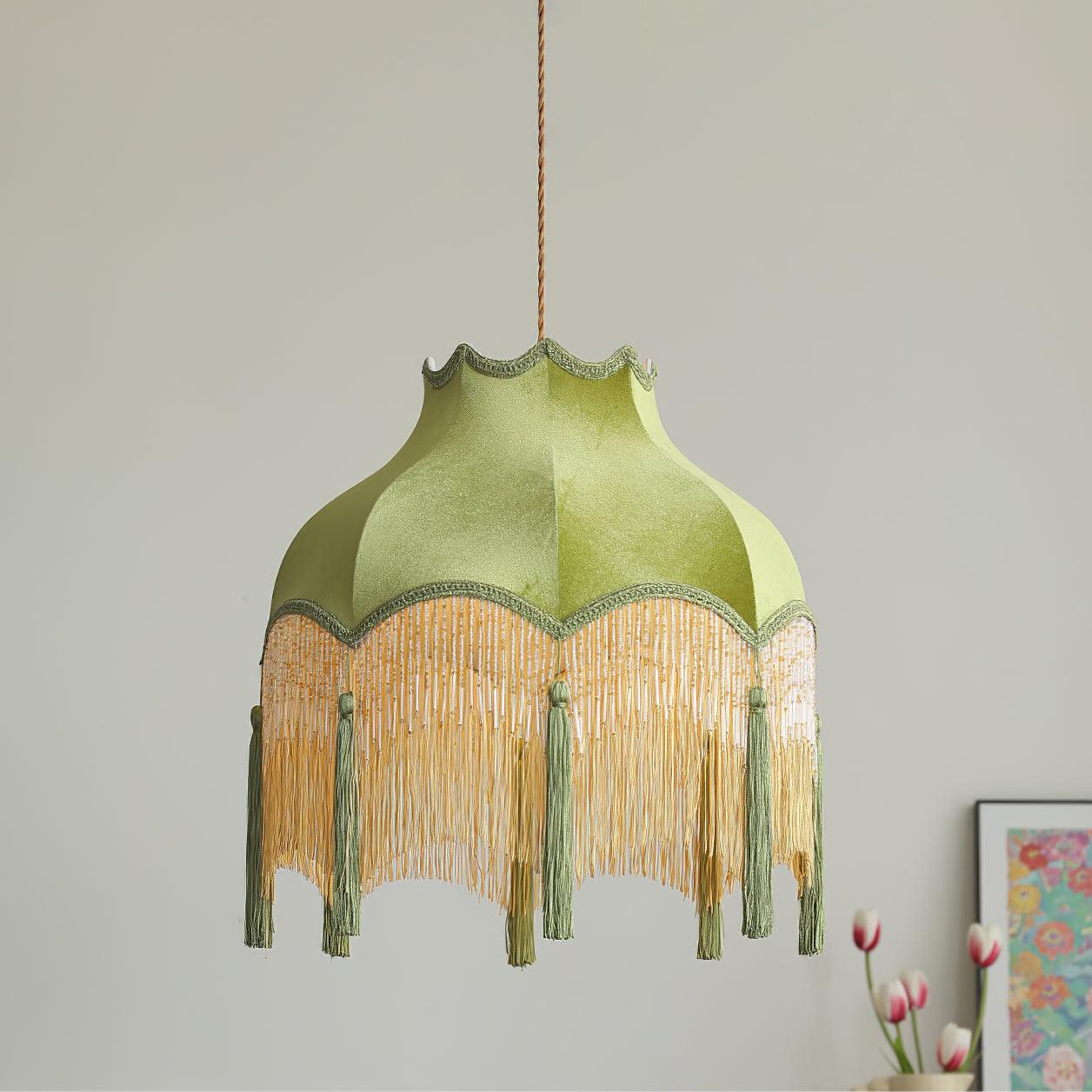Fina Lampe Suspendue Velours Franges Vintage Élégant À Pompons - Neutralighting