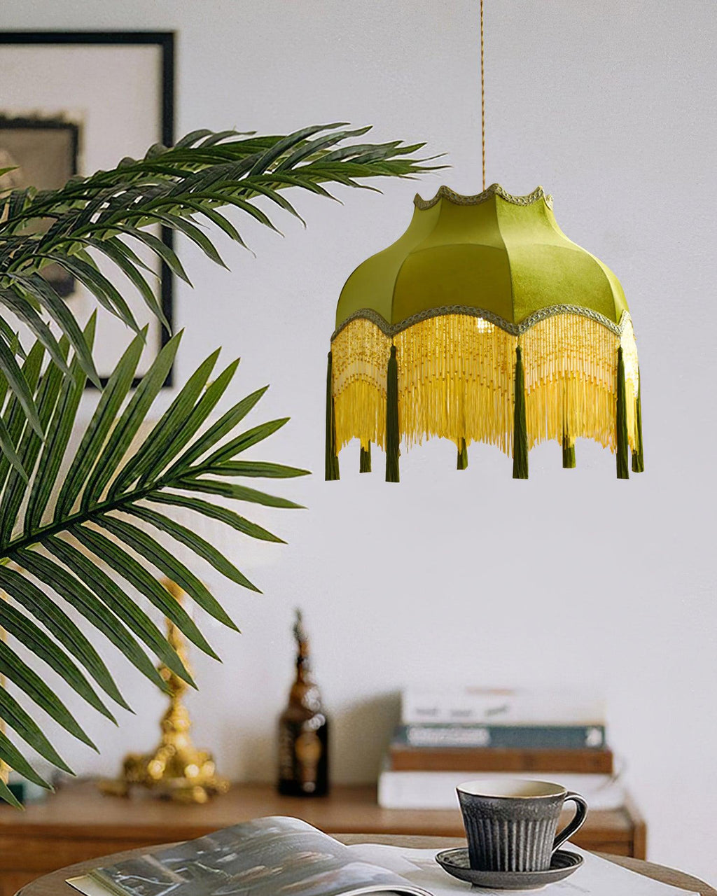 Fina Lampe Suspendue Velours Franges Vintage Élégant À Pompons - Neutralighting