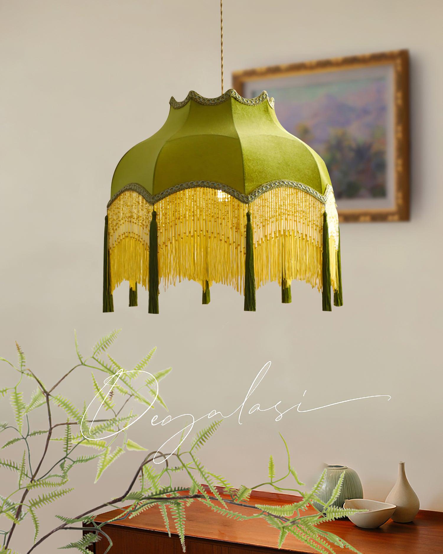 Fina Lampe Suspendue Velours Franges Vintage Élégant À Pompons - Neutralighting