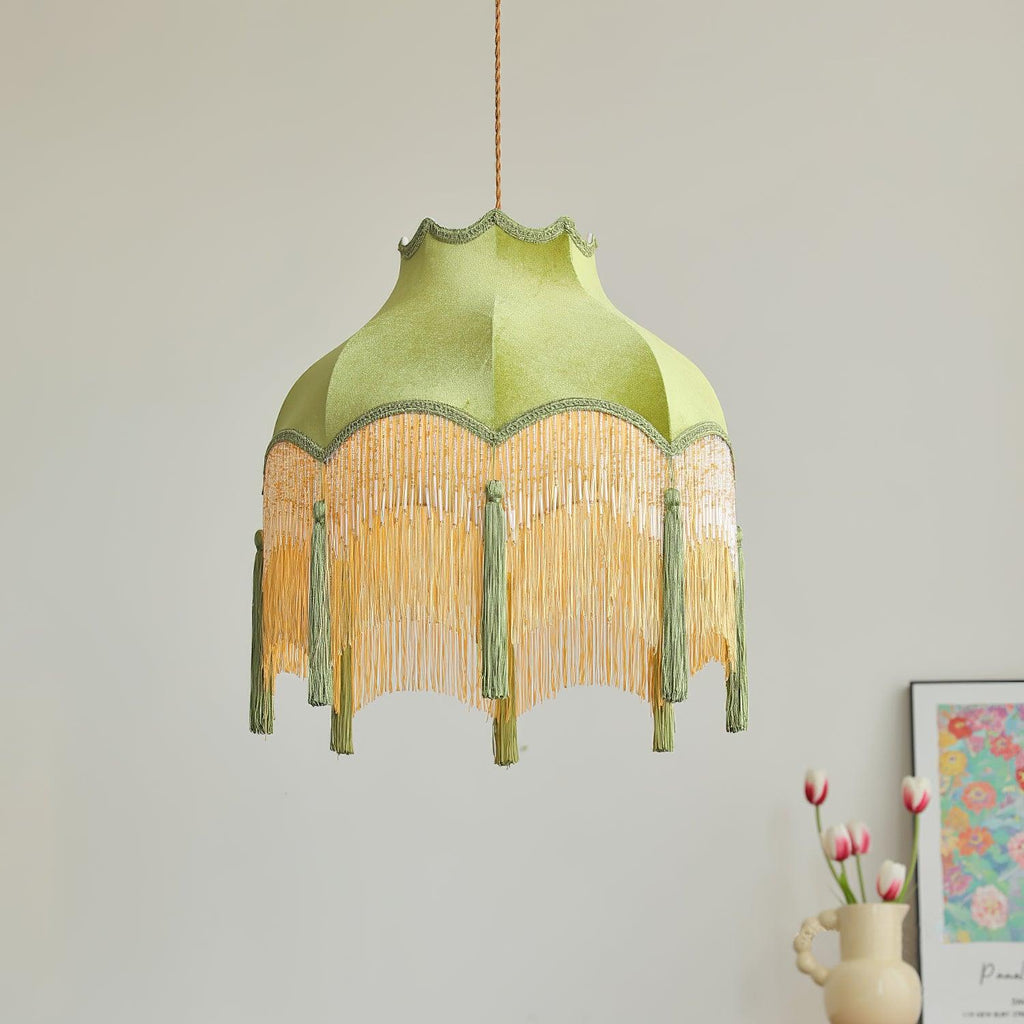 Fina Lampe Suspendue Velours Franges Vintage Élégant À Pompons - Neutralighting