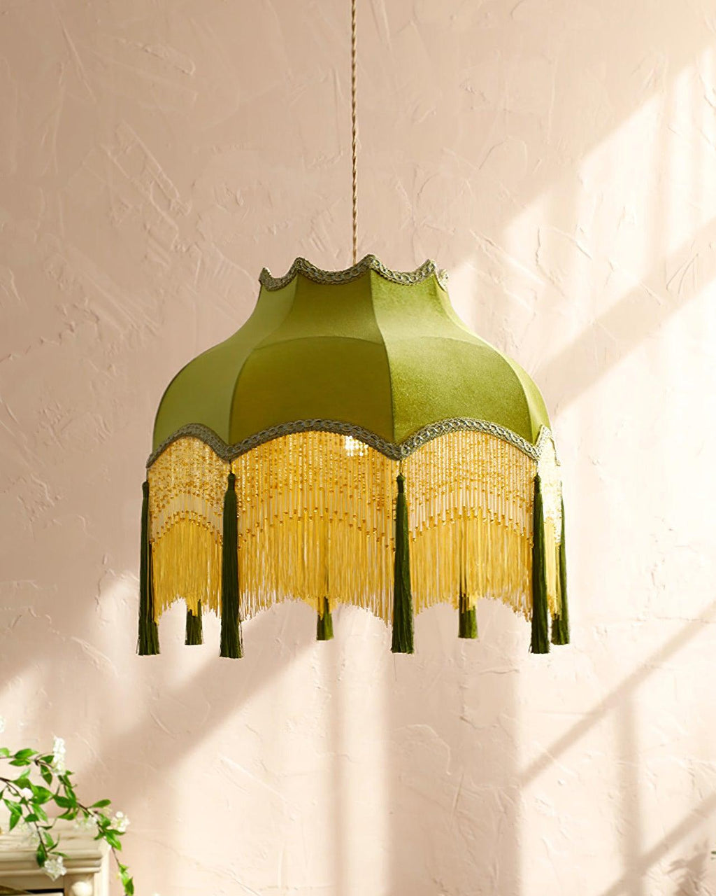 Fina Lampe Suspendue Velours Franges Vintage Élégant À Pompons - Neutralighting