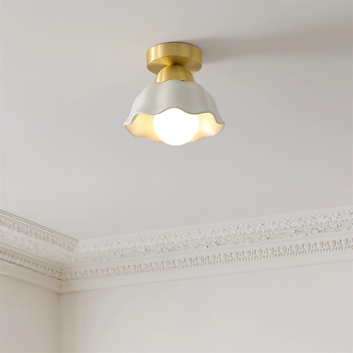 Opila Lampe Plafonnier Semi-Encastrée Or et Blanche - Neutralighting