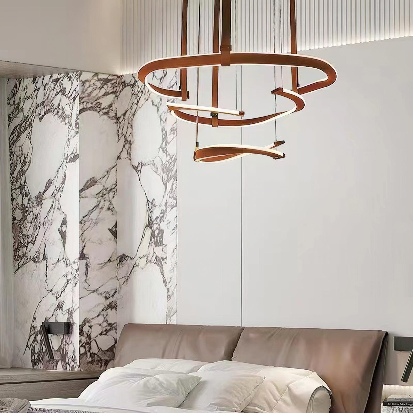 Cesorora Chandelier en Cuir Artificiel Incurvé - Neutralighting