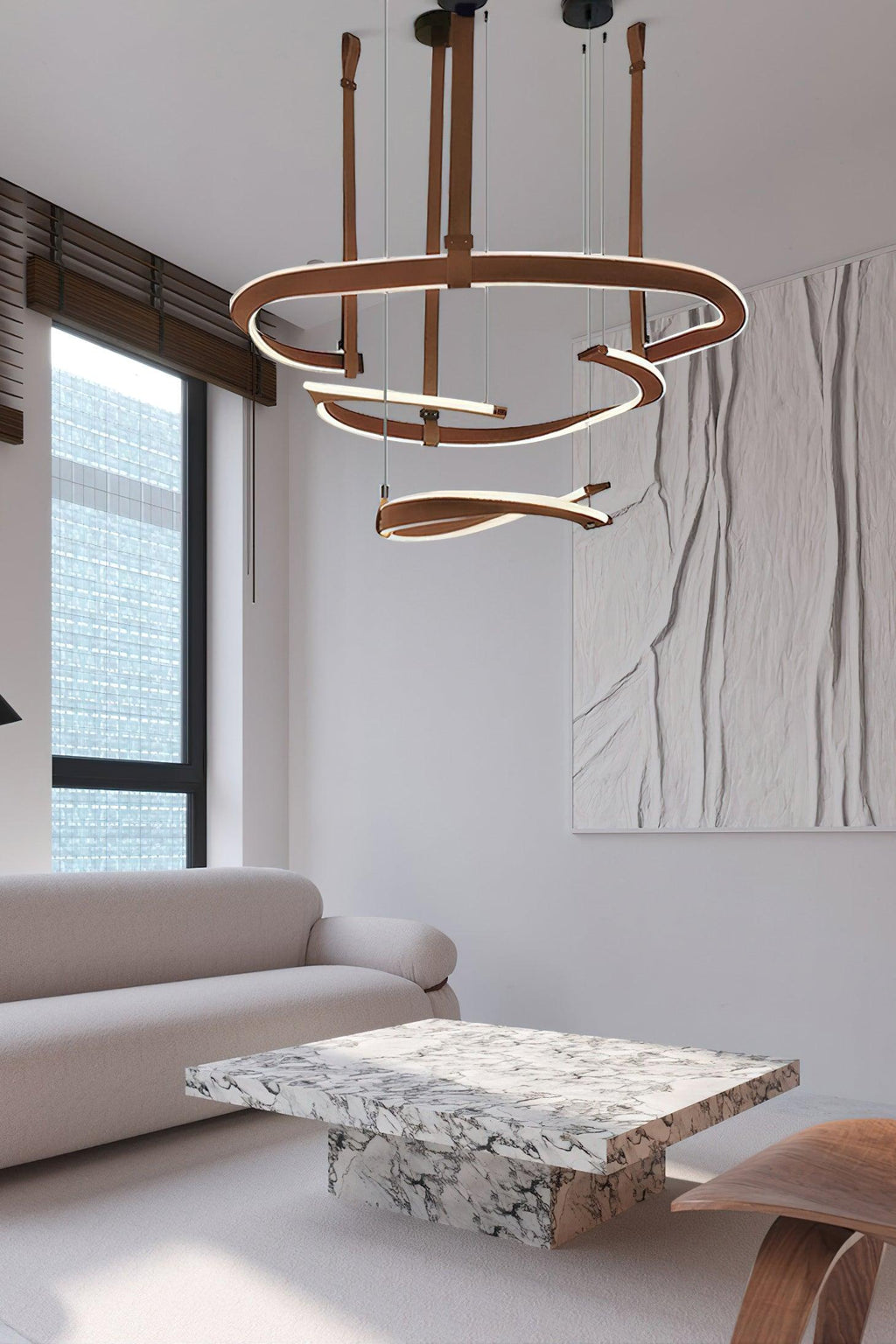 Cesorora Chandelier en Cuir Artificiel Incurvé - Neutralighting