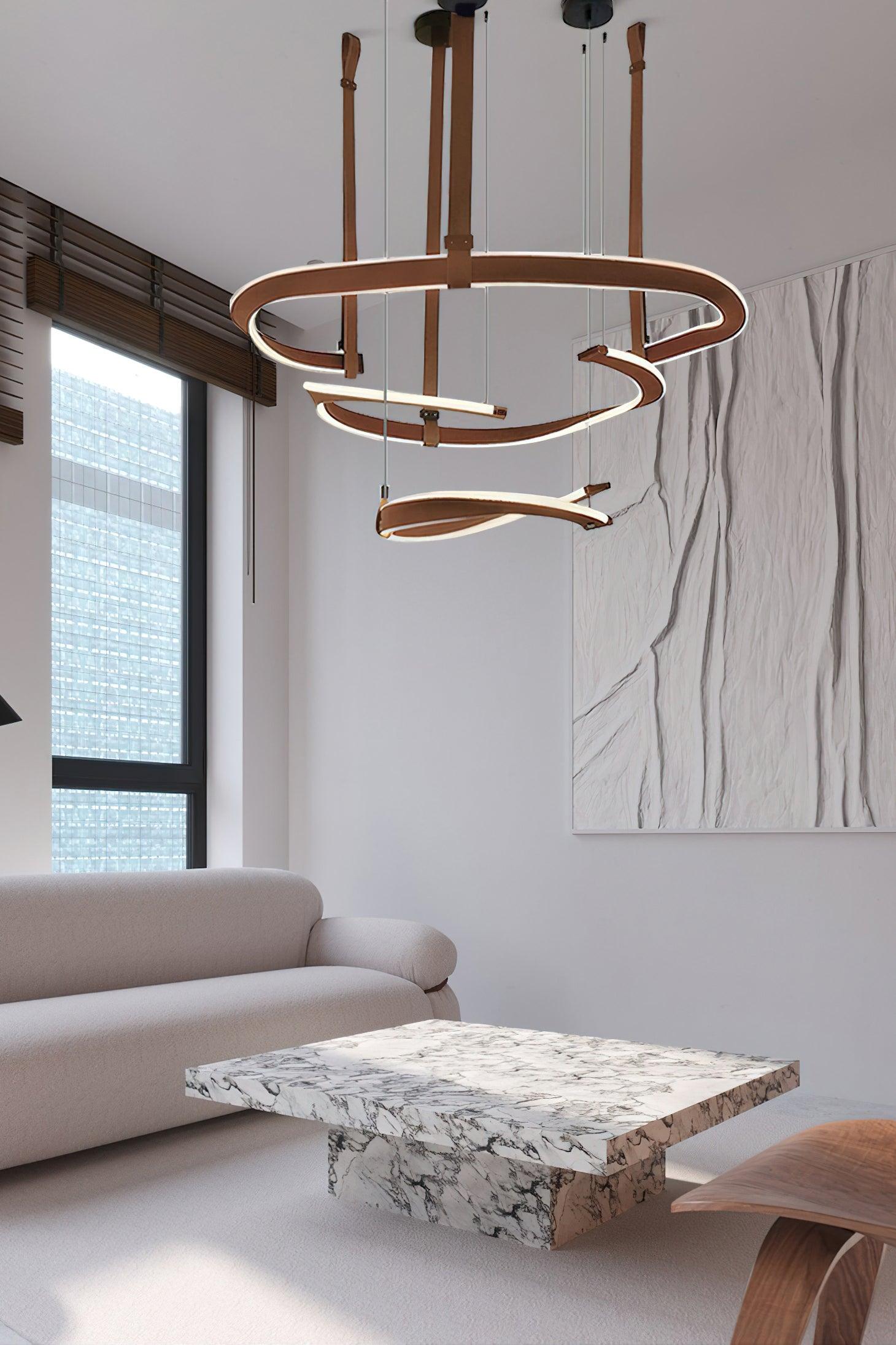 Cesorora Chandelier en Cuir Artificiel Incurvé - Neutralighting