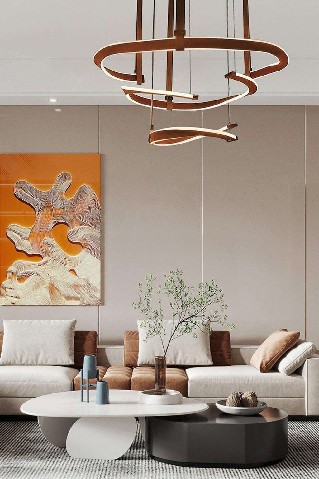 Cesorora Chandelier en Cuir Artificiel Incurvé - Neutralighting