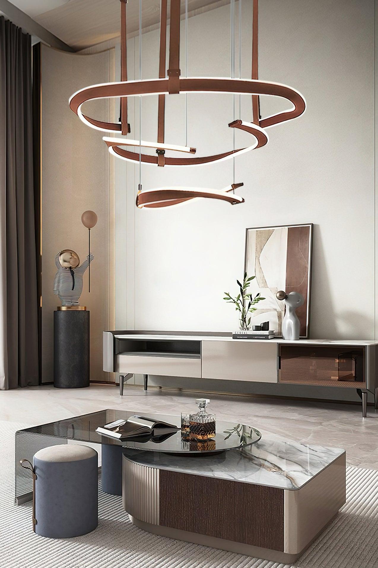 Cesorora Chandelier en Cuir Artificiel Incurvé - Neutralighting