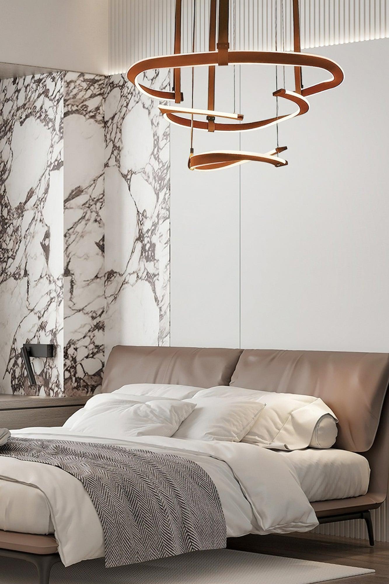 Cesorora Chandelier en Cuir Artificiel Incurvé - Neutralighting
