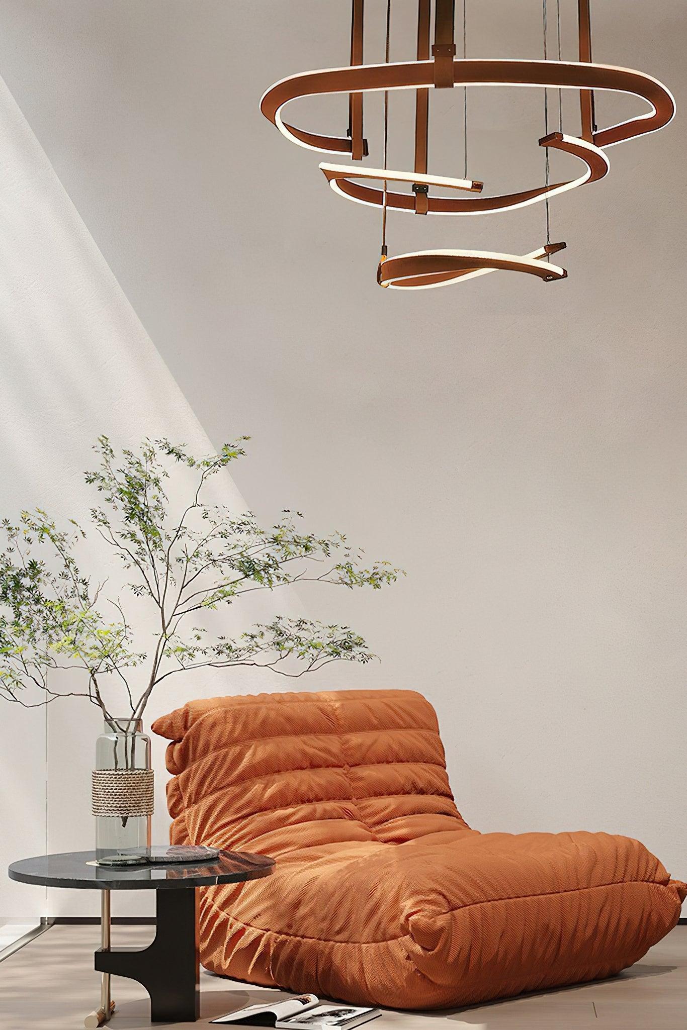 Cesorora Chandelier en Cuir Artificiel Incurvé - Neutralighting