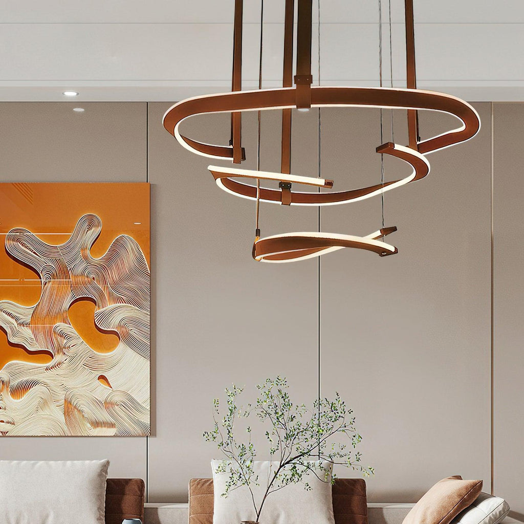 Cesorora Chandelier en Cuir Artificiel Incurvé - Neutralighting
