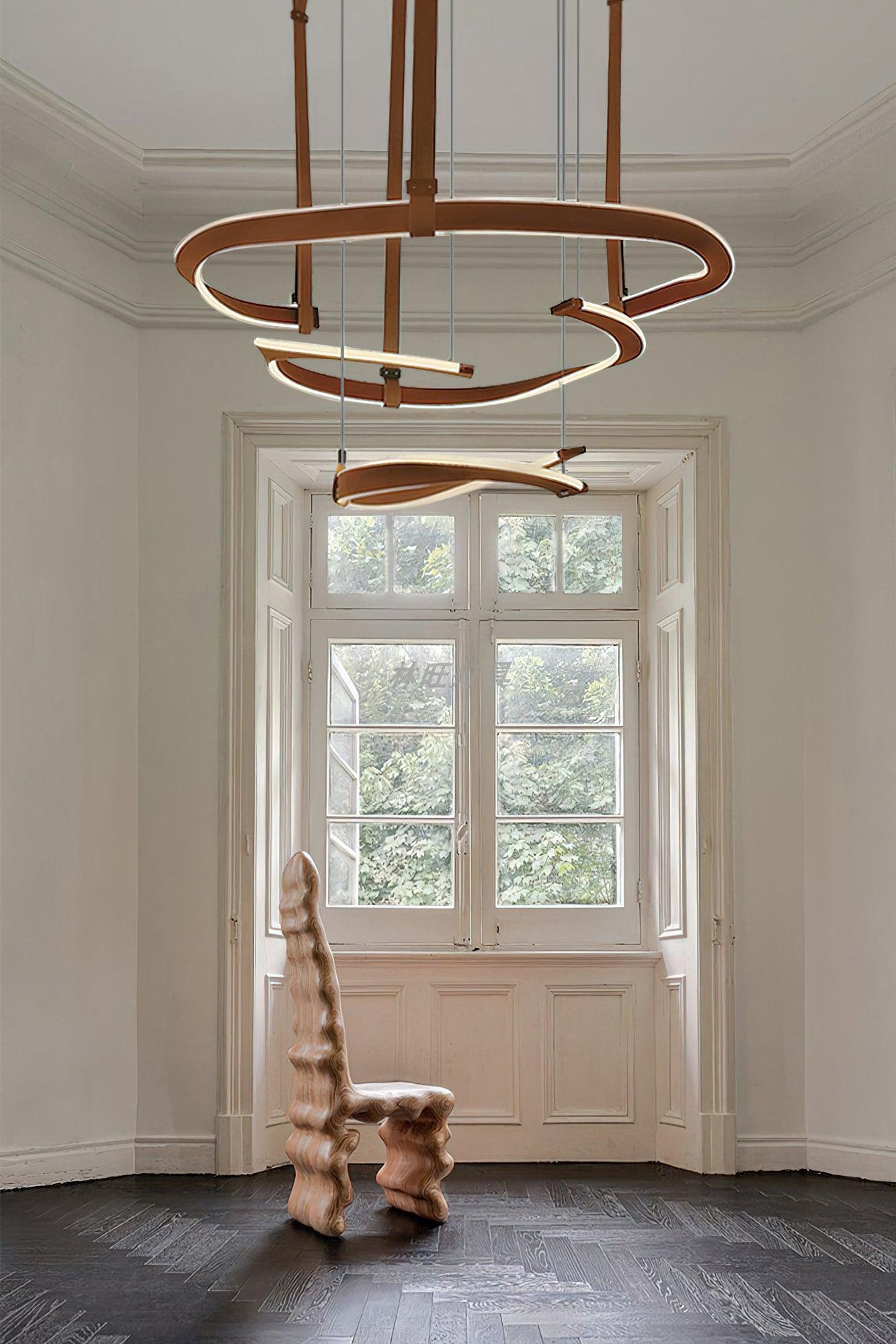 Cesorora Chandelier en Cuir Artificiel Incurvé - Neutralighting