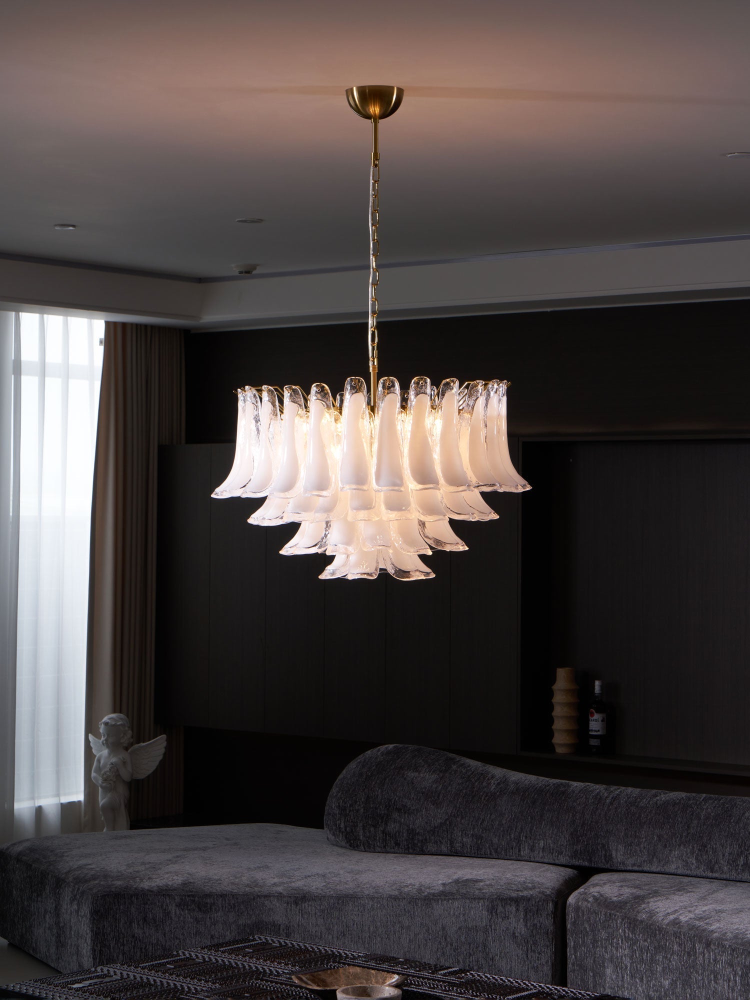 Aurora Lustre Rose Verre Feuille Superposé Florale Glamour - Neutralighting