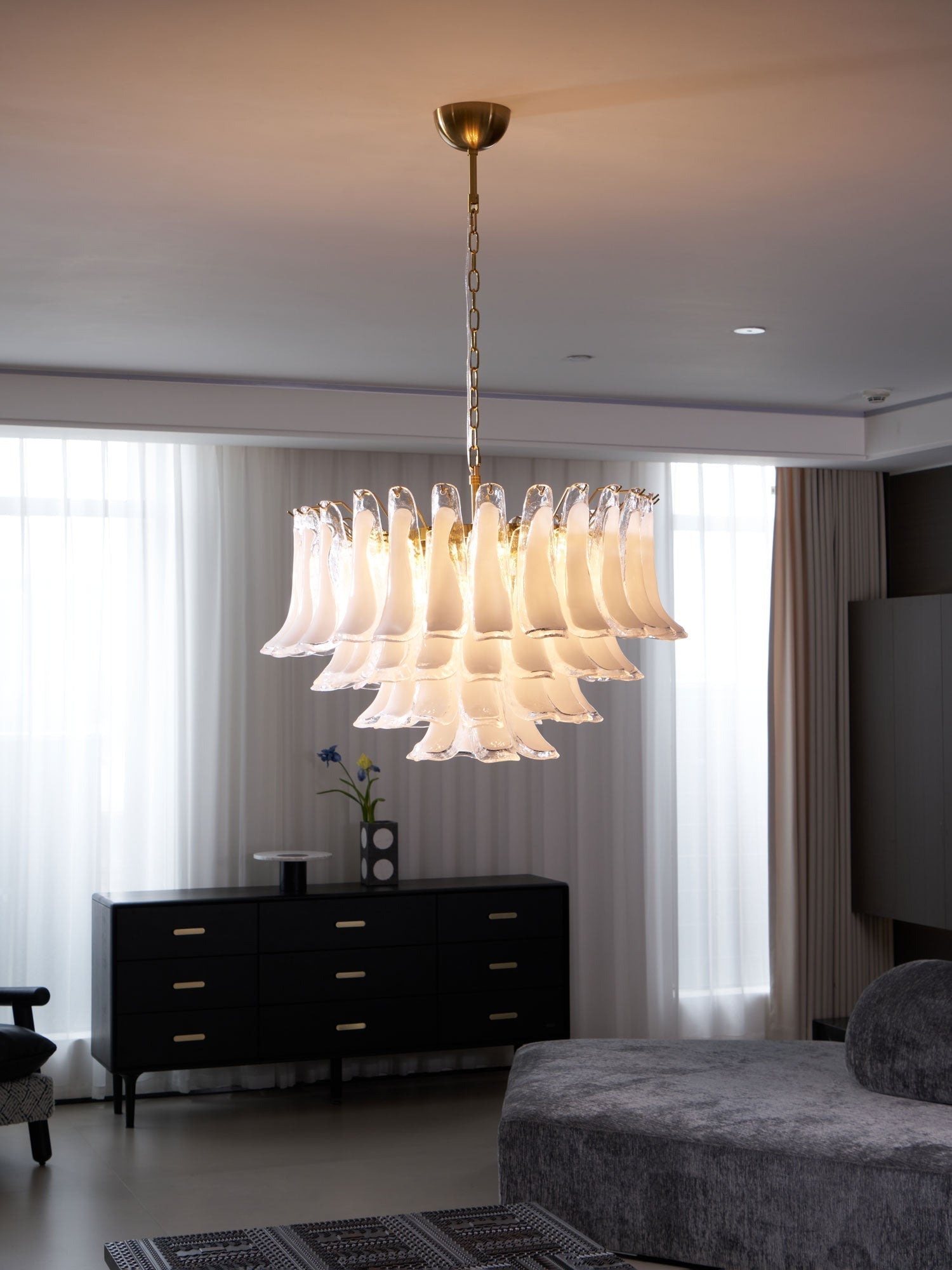 Aurora Lustre Rose Verre Feuille Superposé Florale Glamour - Neutralighting