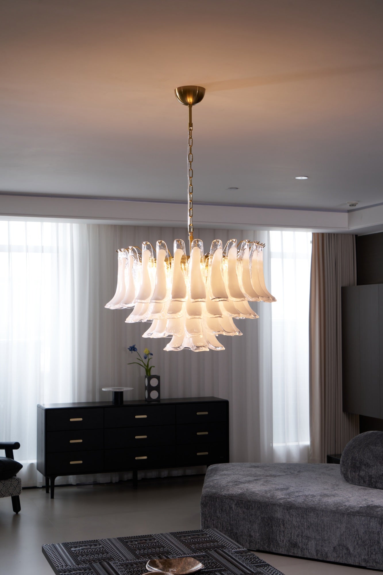 Aurora Lustre Rose Verre Feuille Superposé Florale Glamour - Neutralighting