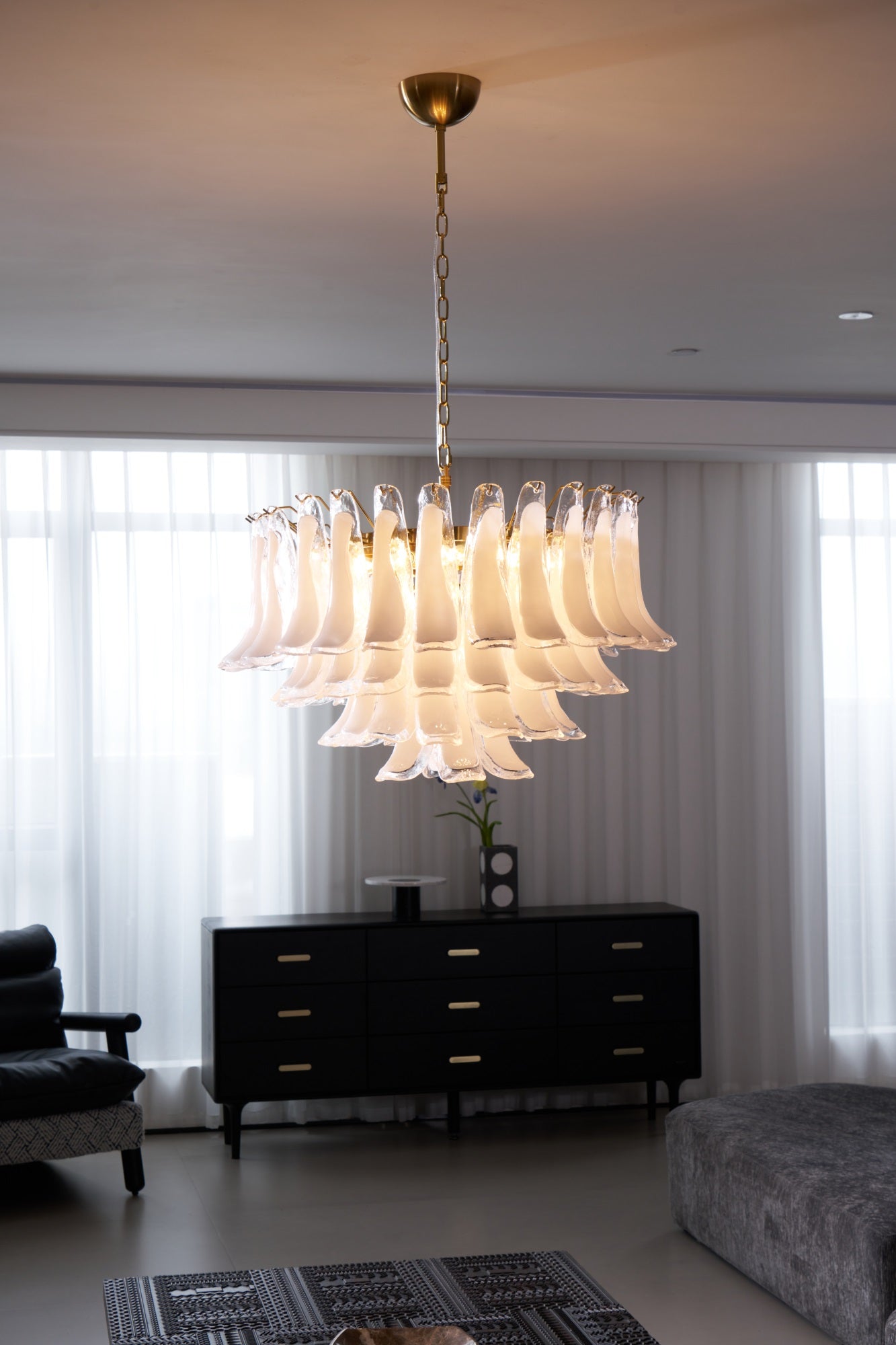 Aurora Lustre Rose Verre Feuille Superposé Florale Glamour - Neutralighting