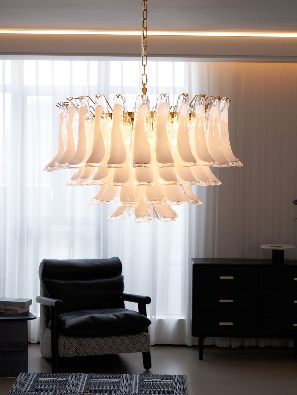 Aurora Lustre Rose Verre Feuille Superposé Florale Glamour - Neutralighting