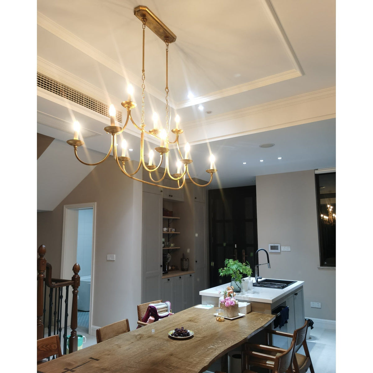 Ercare Lustre Linéaire Laiton Tissu Vintage Industriel - Neutralighting