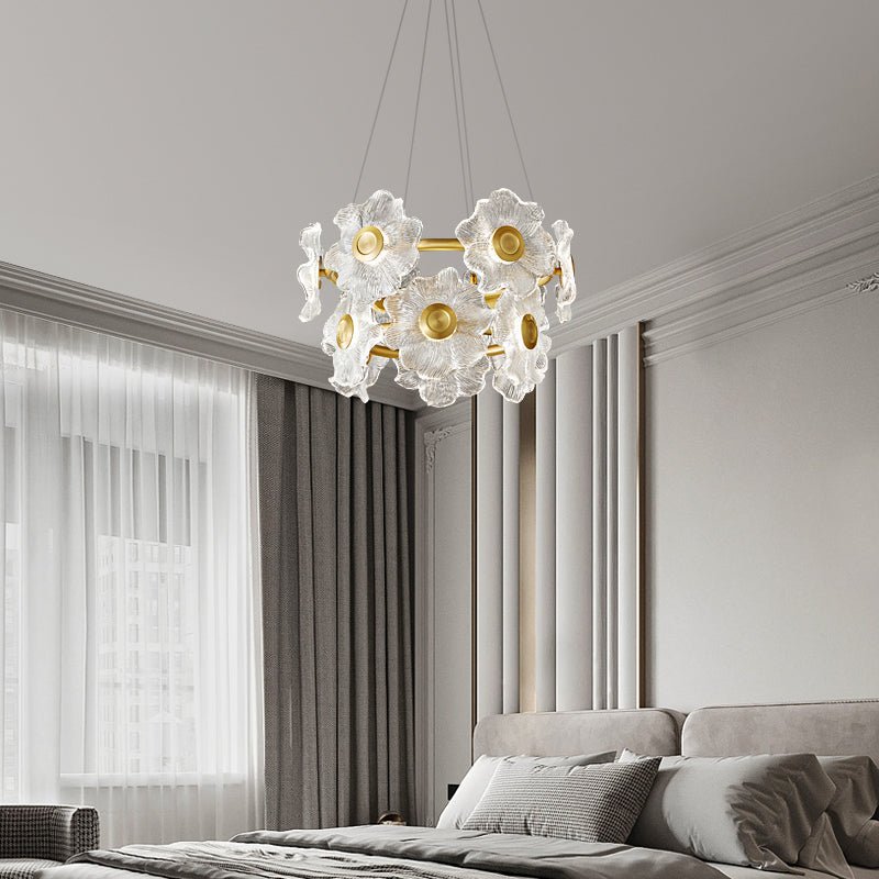 Cemirel Unique Fleur Laiton Verre Lustre - Neutralighting