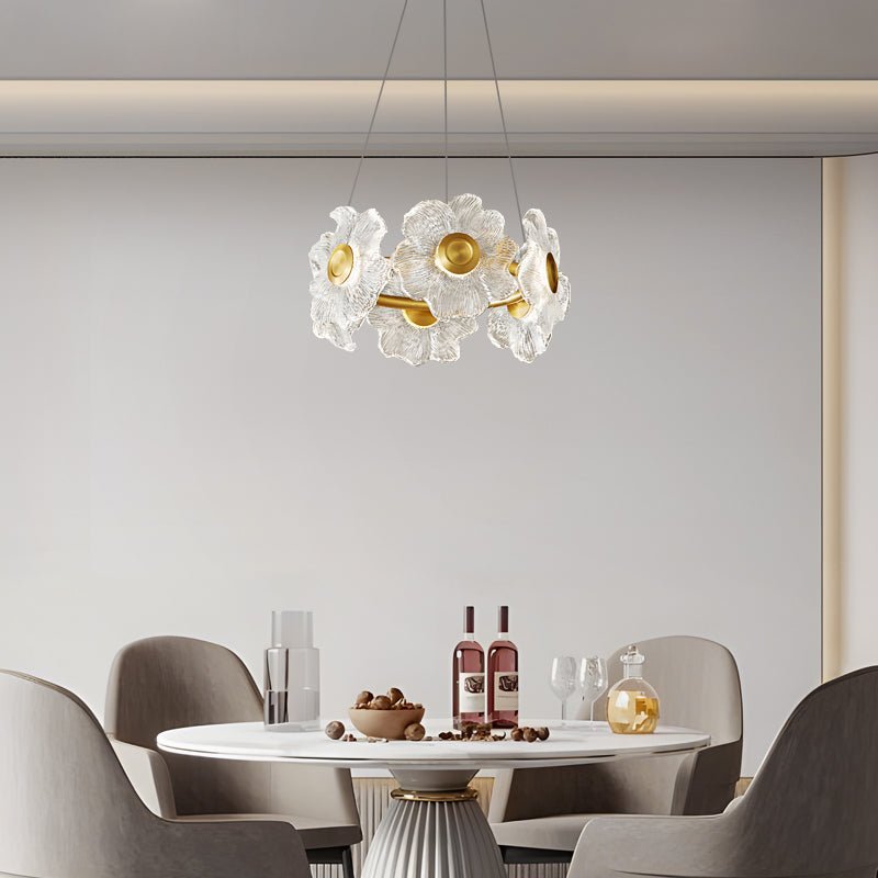 Cemirel Unique Fleur Laiton Verre Lustre - Neutralighting