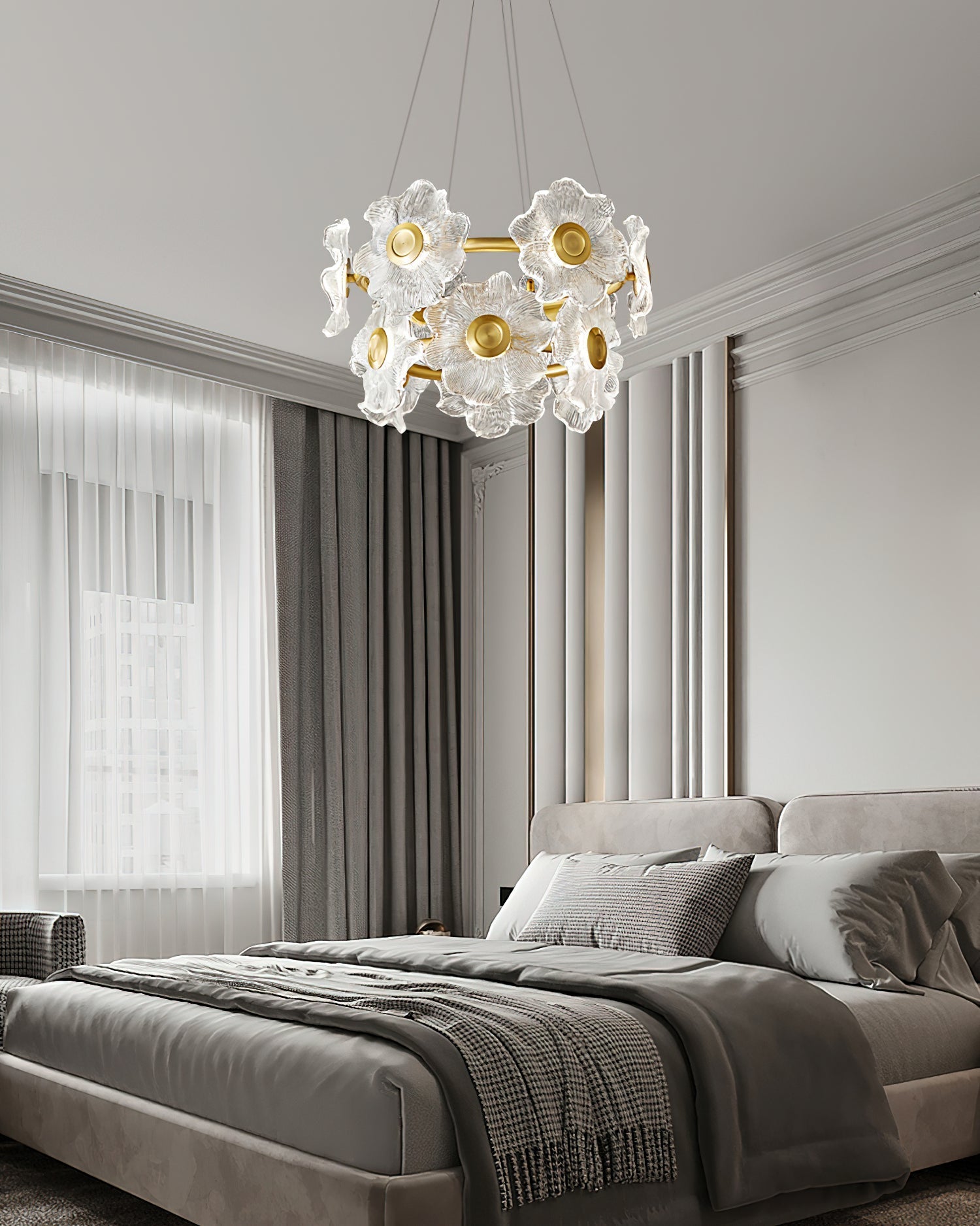 Cemirel Unique Fleur Laiton Verre Lustre - Neutralighting