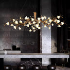 Avaros Lustre en céramique et laiton de luxe postmoderne avec branches fleuries - Neutralighting