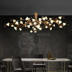 Avaros Lustre en céramique et laiton de luxe postmoderne avec branches fleuries - Neutralighting