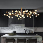 Avaros Lustre en céramique et laiton de luxe postmoderne avec branches fleuries - Neutralighting