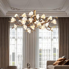 Avaros Lustre en céramique et laiton de luxe postmoderne avec branches fleuries - Neutralighting
