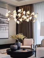 Avaros Lustre en céramique et laiton de luxe postmoderne avec branches fleuries - Neutralighting