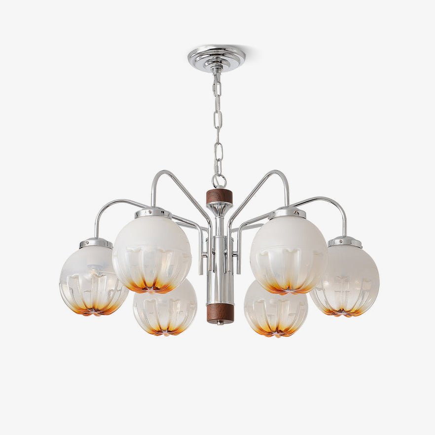Ulliria Chandelier Art Nordique Fleur En Noyer Et Verre - Neutralighting
