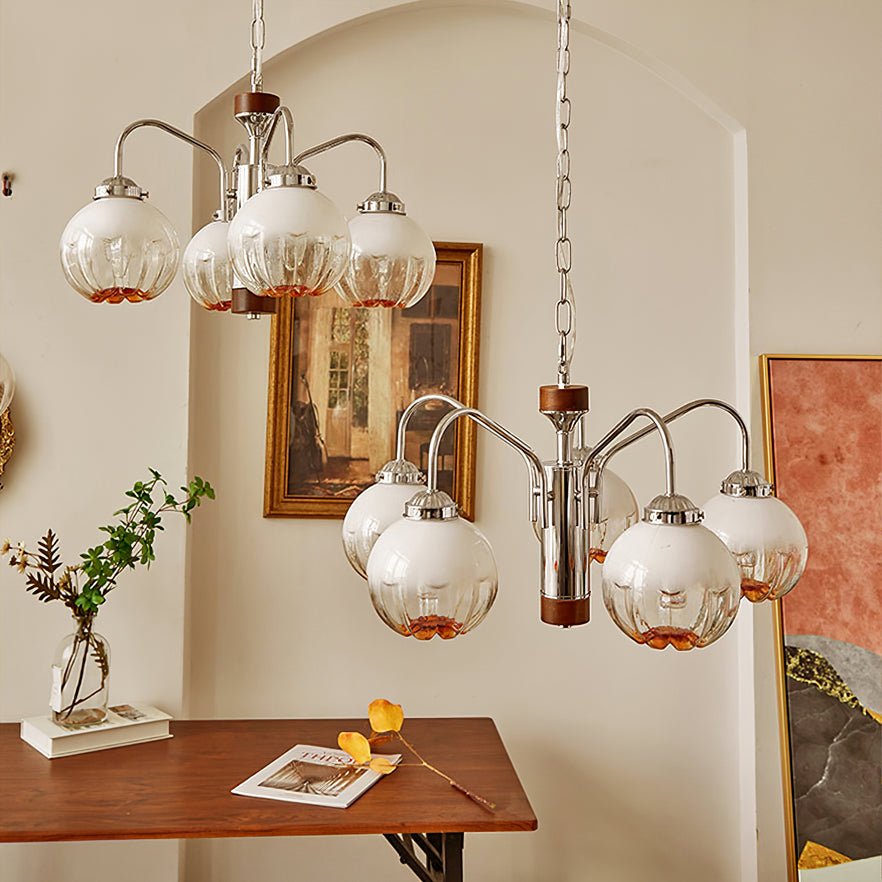 Ulliria Chandelier Art Nordique Fleur En Noyer Et Verre - Neutralighting