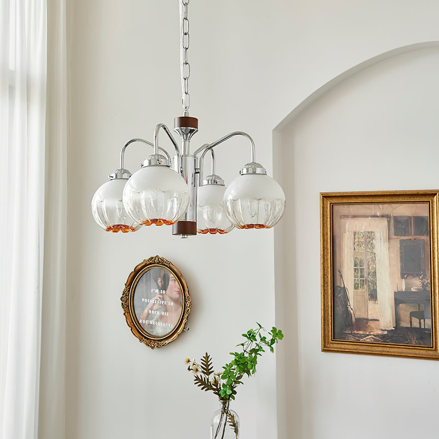 Ulliria Chandelier Art Nordique Fleur En Noyer Et Verre - Neutralighting