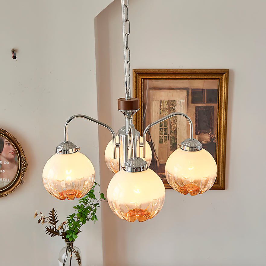 Ulliria Chandelier Art Nordique Fleur En Noyer Et Verre - Neutralighting