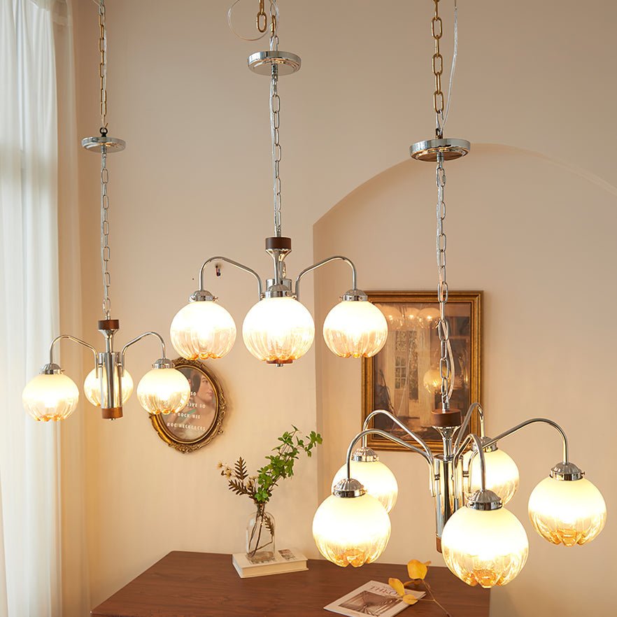 Ulliria Chandelier Art Nordique Fleur En Noyer Et Verre - Neutralighting