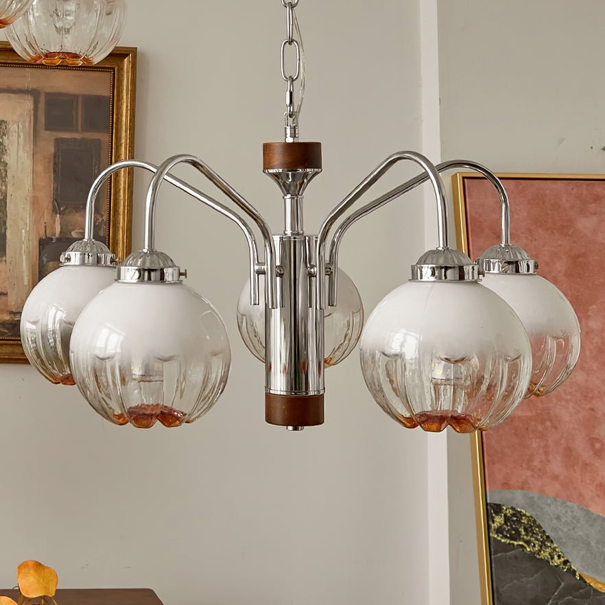 Ulliria Chandelier Art Nordique Fleur En Noyer Et Verre - Neutralighting