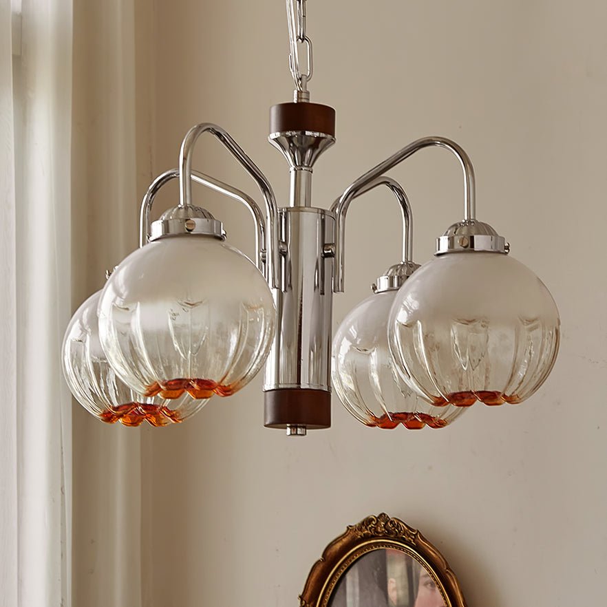 Ulliria Chandelier Art Nordique Fleur En Noyer Et Verre - Neutralighting