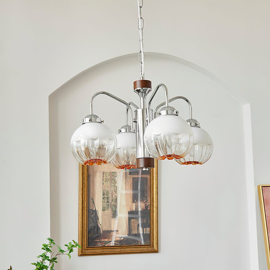 Ulliria Chandelier Art Nordique Fleur En Noyer Et Verre - Neutralighting