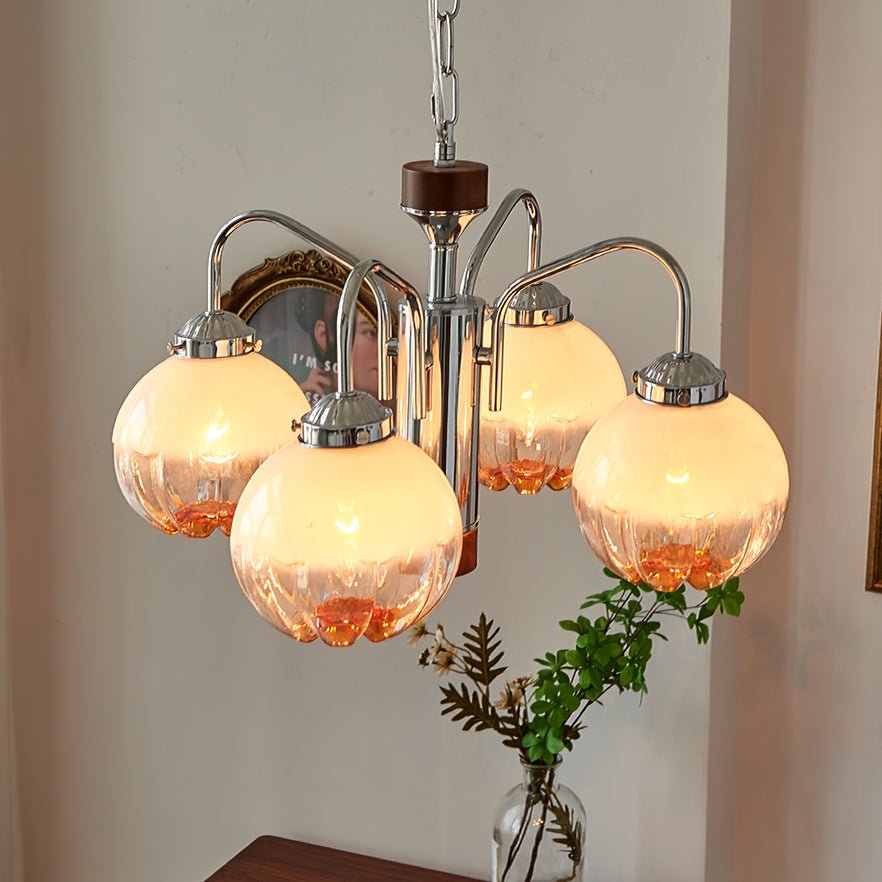 Ulliria Chandelier Art Nordique Fleur En Noyer Et Verre - Neutralighting