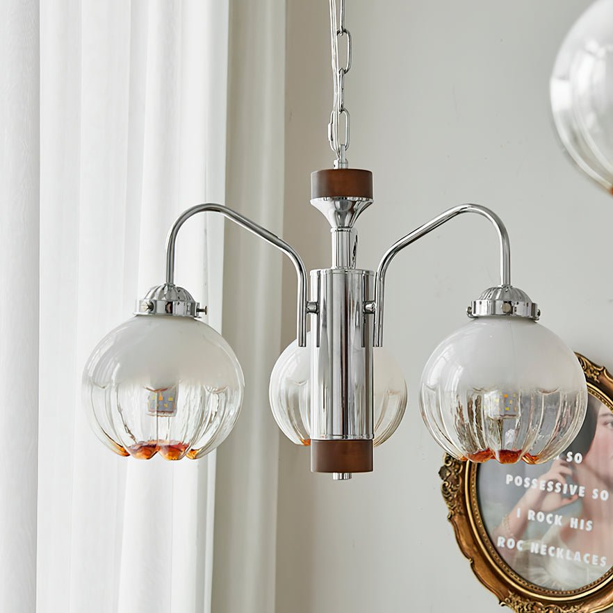 Ulliria Chandelier Art Nordique Fleur En Noyer Et Verre - Neutralighting