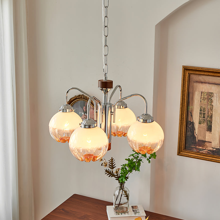 Ulliria Chandelier Art Nordique Fleur En Noyer Et Verre - Neutralighting