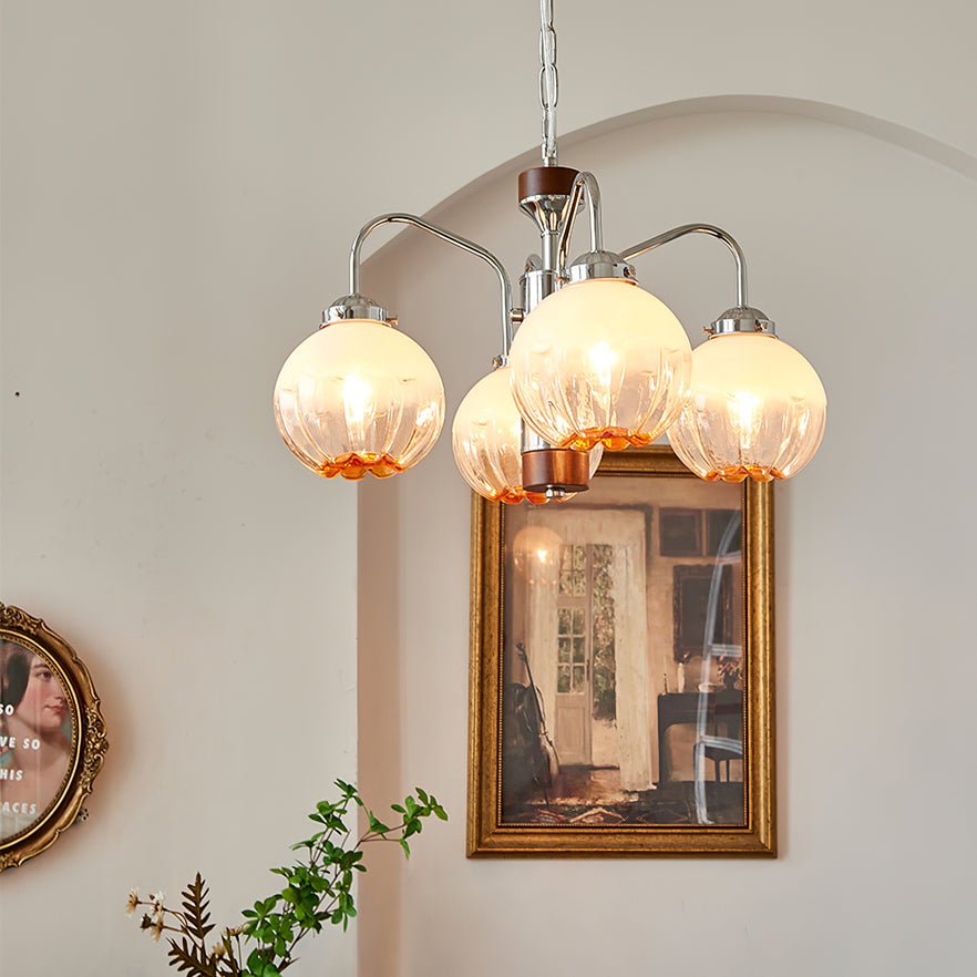 Ulliria Chandelier Art Nordique Fleur En Noyer Et Verre - Neutralighting