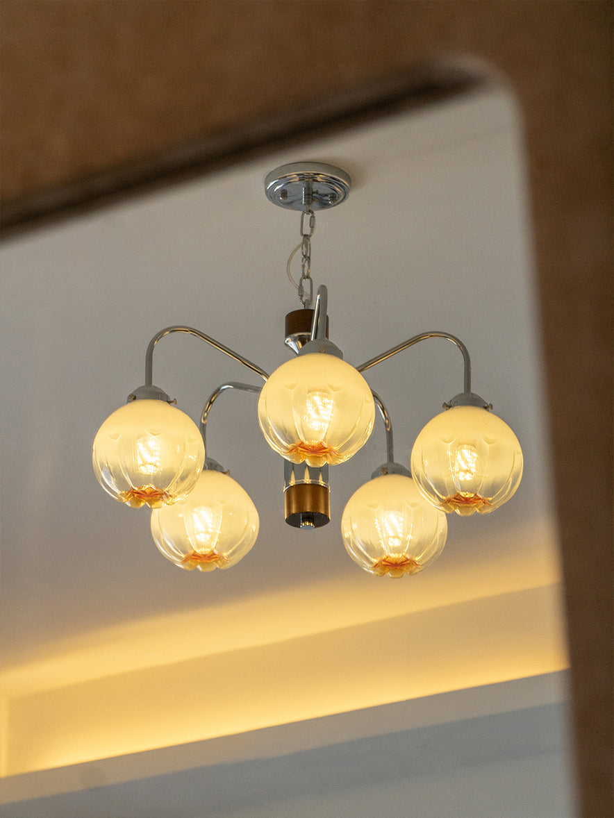 Ulliria Chandelier Art Nordique Fleur En Noyer Et Verre - Neutralighting