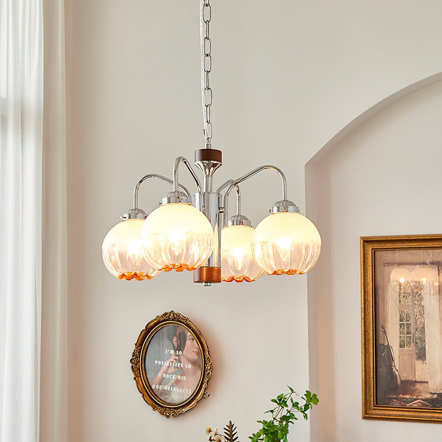 Ulliria Chandelier Art Nordique Fleur En Noyer Et Verre - Neutralighting