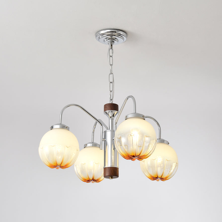 Ulliria Chandelier Art Nordique Fleur En Noyer Et Verre - Neutralighting