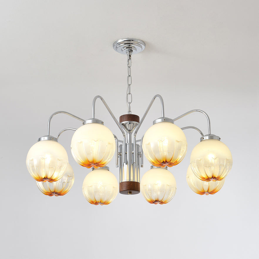 Ulliria Chandelier Art Nordique Fleur En Noyer Et Verre - Neutralighting