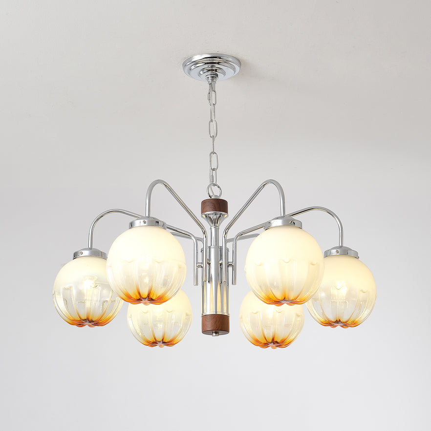 Ulliria Chandelier Art Nordique Fleur En Noyer Et Verre - Neutralighting