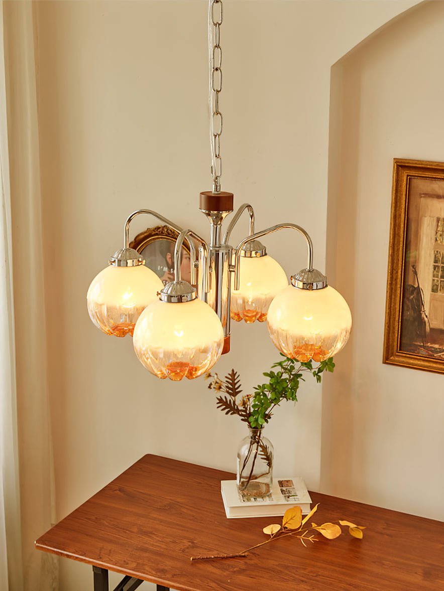 Ulliria Chandelier Art Nordique Fleur En Noyer Et Verre - Neutralighting
