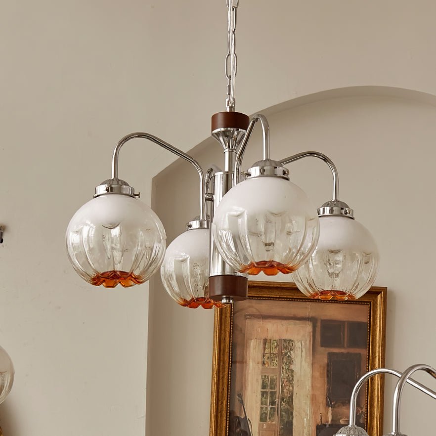 Ulliria Chandelier Art Nordique Fleur En Noyer Et Verre - Neutralighting