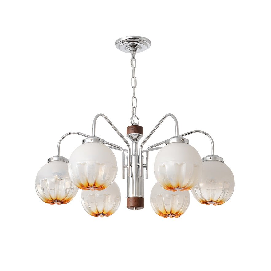 Ulliria Chandelier Art Nordique Fleur En Noyer Et Verre - Neutralighting